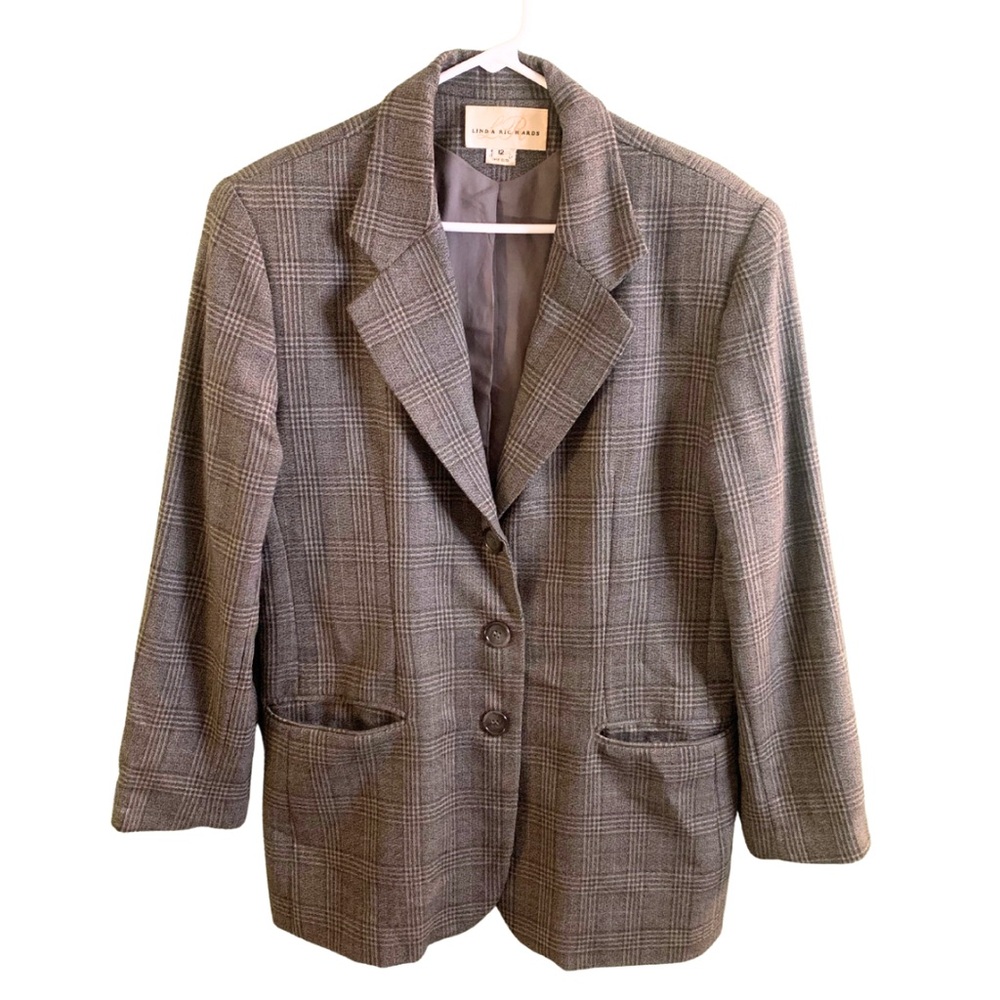 Plaid Gray Brown Blazer Coat Vintage 12 Prince of Wales Academia Retro Grandpa